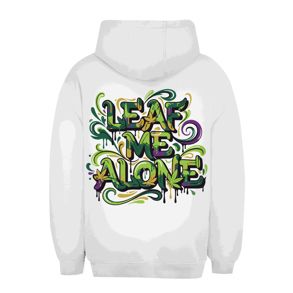 Unisex Oversize Hoodie Leaf me alone von Division420 mit Kapuze und Kängurutasche