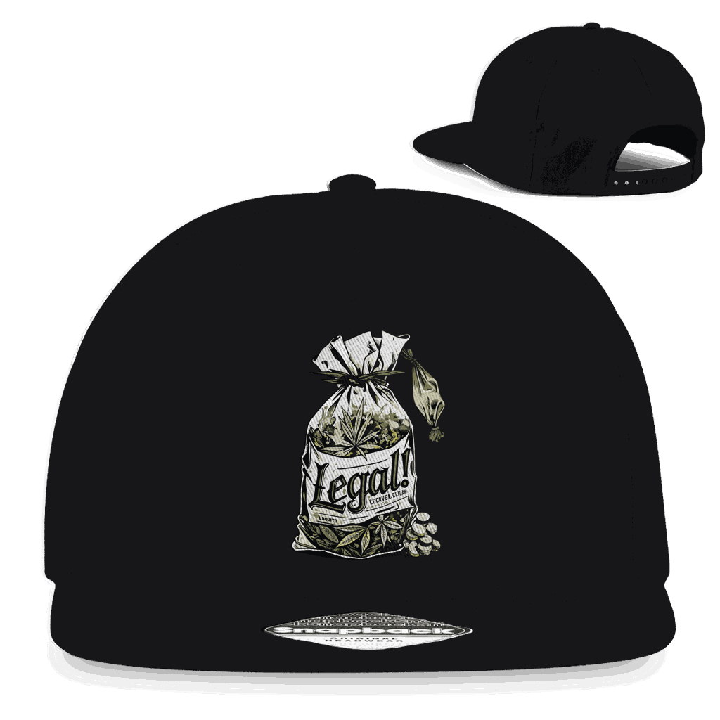 Schwarze Snapback Cap aus Baumwoll-Twill mit flachem Schirm und Retro-Snapbackverschluss von Division420