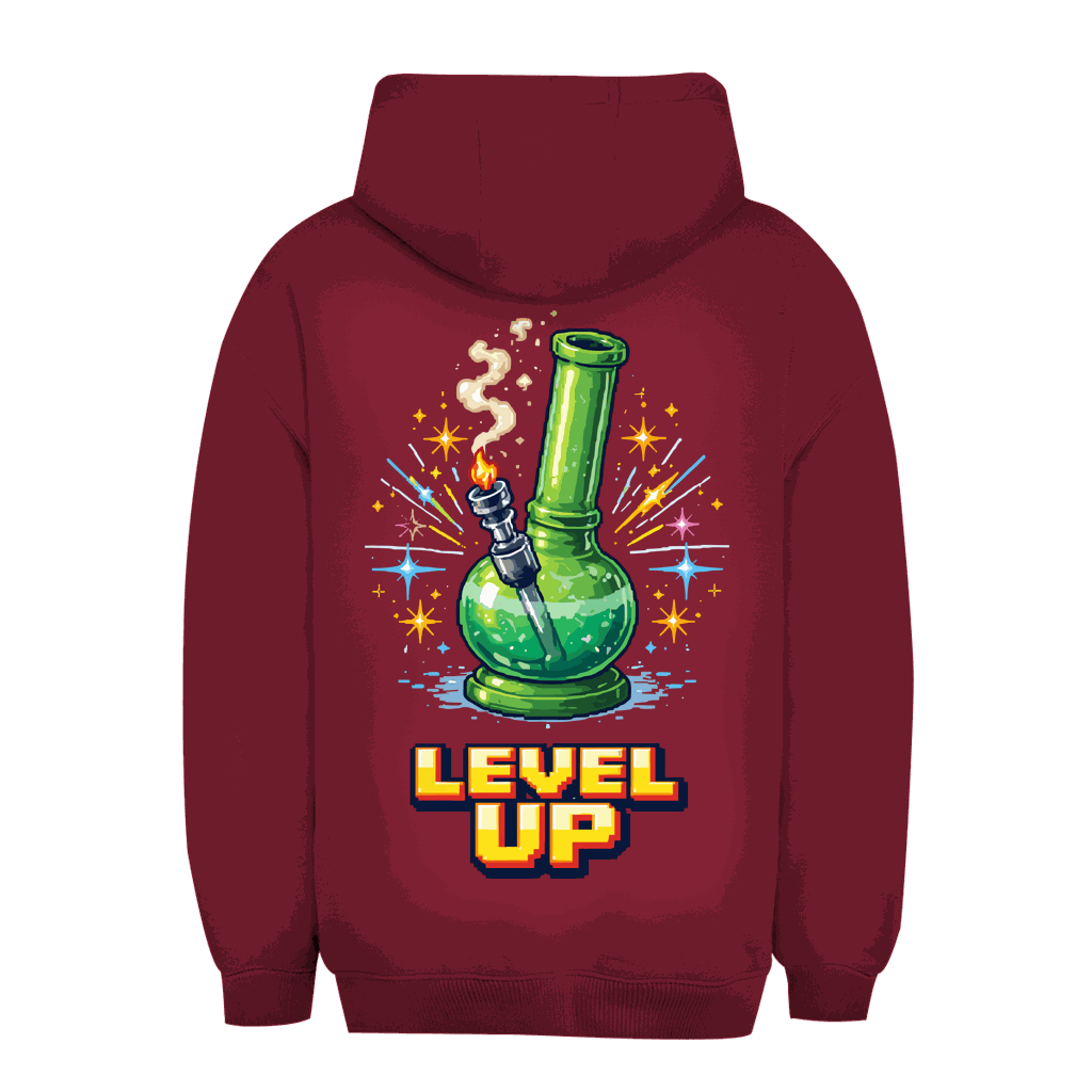 Unisex Oversize Hoodie Level Up von Division420 in urbanem Stil mit Kapuze und Kängurutasche