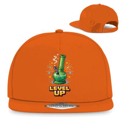 Division420 Snapback Cap Level Up in Schwarz mit flachem Schirm und Retro-Snapback-Verschluss