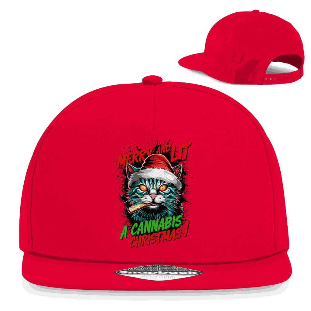 Snapback Rapper Cap - Merry Christmas Cat | Division420®