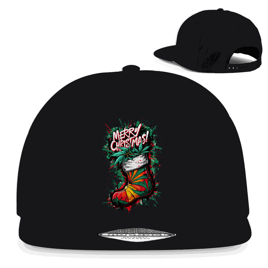 Division420 Snapback Rapper Cap Merry Christmas aus Baumwoll-Twill mit flachem Schirm und Snapback-Verschluss