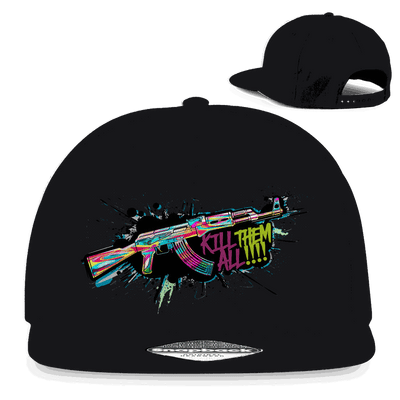 Division420 Snapback Rapper Cap Kill Them All Art Print aus Baumwoll-Twill mit flachem Schirm und Retro Snapback-Verschluss