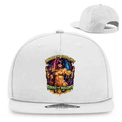 Division420 Snapback Cap Exhale the Bullshit aus Baumwoll-Twill mit flachem Schirm und Retro-Verschluss