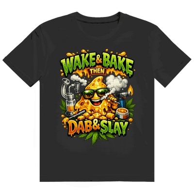 Divisions420 Heavy Cotton T-Shirt Wake and Bake in weiß mit modernem Tubular Fit und nachhaltiger Baumwolle