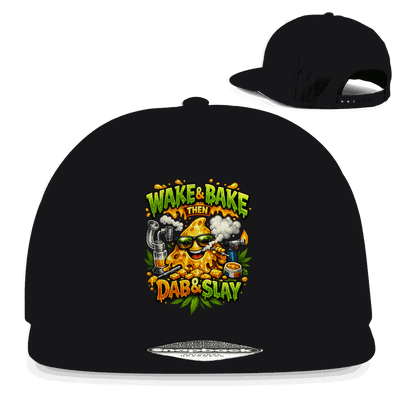 Division420 Snapback Cap Wake and Bake in Baumwoll-Twill mit flachem Schirm und Retro-Snapbackverschluss