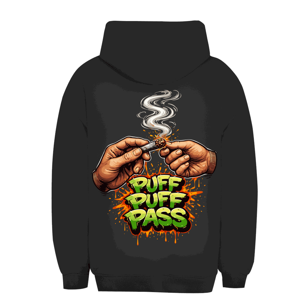 Unisex Oversize Hoodie Puff Puff Pass von Division420 mit Kapuze und Kängurutasche