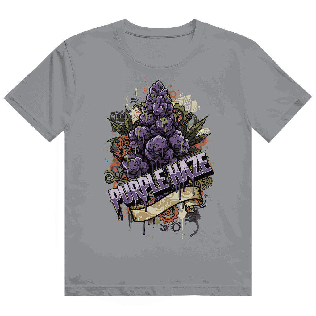 Heavy Cotton T-Shirt Purple Haze Art Print in lila mit modernem Tubular Fit von Division420