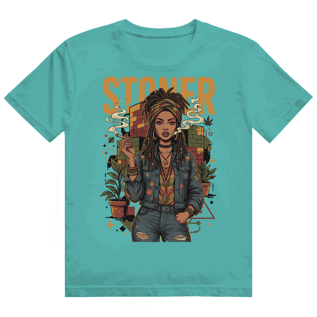 Heavy Cotton T-Shirt - Rastafari Stoner Girl | Division420®