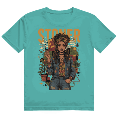 Heavy Cotton T-Shirt - Rastafari Stoner Girl | Division420®