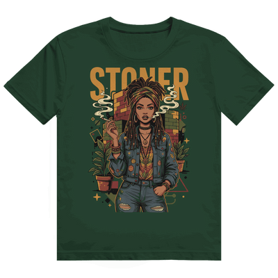 Heavy Cotton T-Shirt - Rastafari Stoner Girl | Division420®