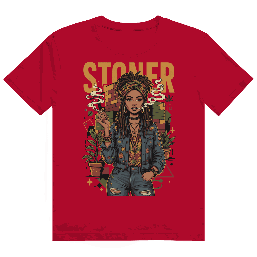 Heavy Cotton T-Shirt - Rastafari Stoner Girl | Division420®