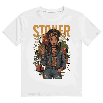 Heavy Cotton T-Shirt mit Rastafari Stoner Girl Design, 100% Baumwolle, nachhaltiger Streetstyle