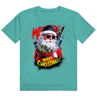 Division420 Heavy Cotton T-Shirt mit Santa Claus Weed Motiv, hochwertige Baumwolle, nachhaltiger Streetstyle