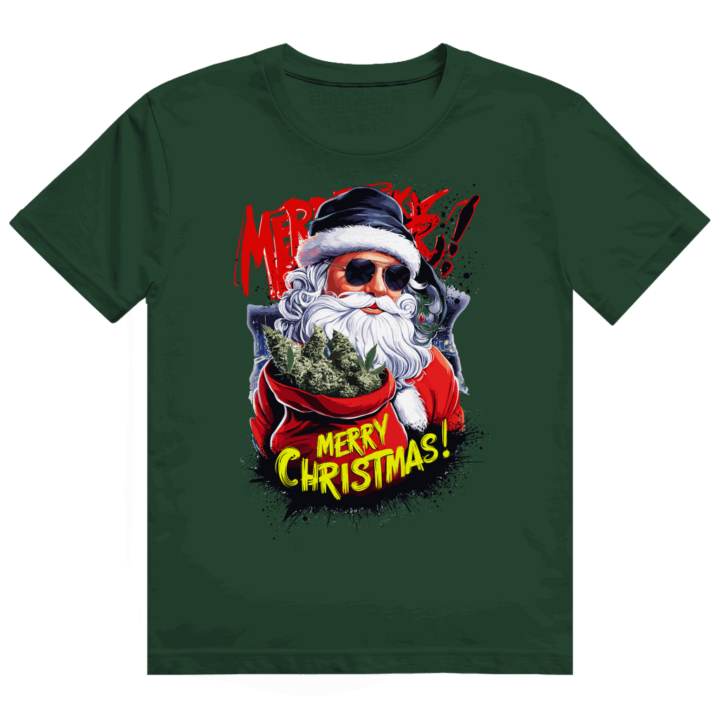 Division420 Heavy Cotton T-Shirt mit Santa Claus Weed Motiv und nachhaltiger Baumwolle