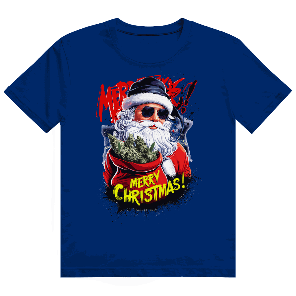 Division420 Heavy Cotton T-Shirt mit Santa Claus Weed Motiv aus 100% Baumwolle im lockeren Tubular Fit