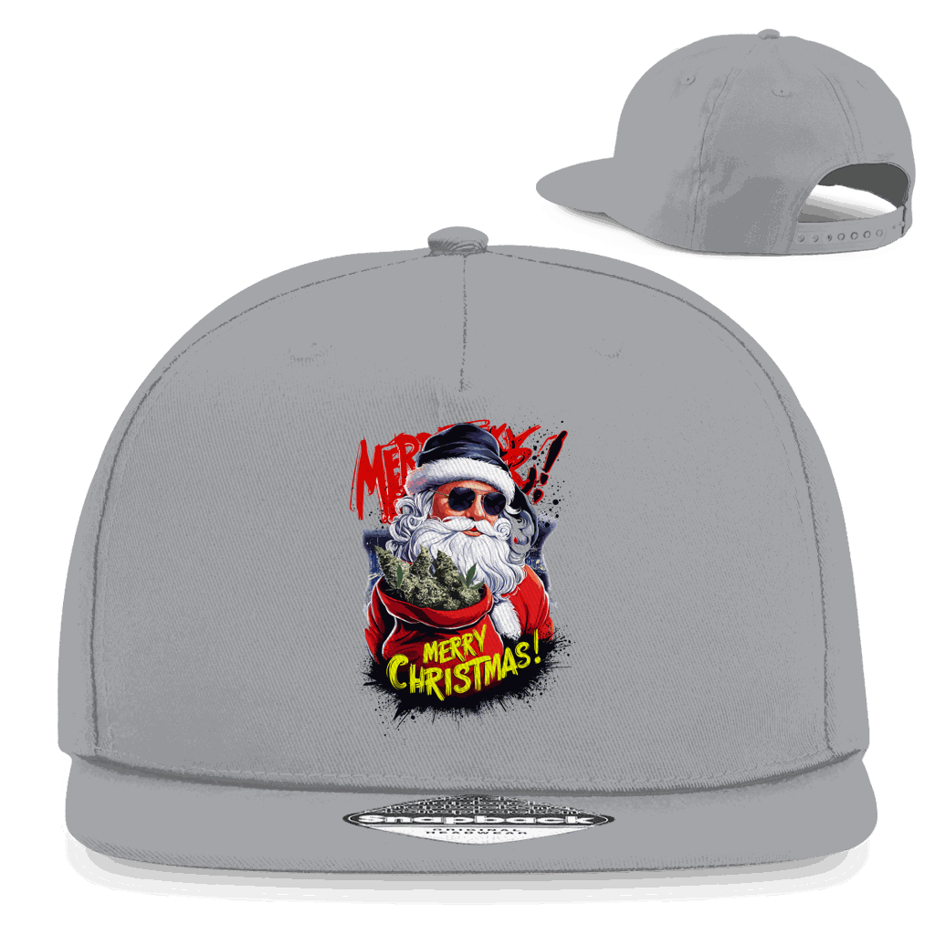 Division420 Snapback Cap Santa Claus Weed aus Baumwoll-Twill mit flachem Schirm und Retro Snapbackverschluss