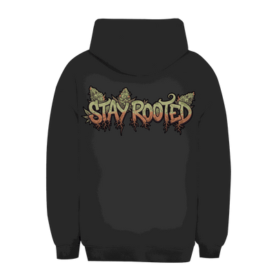 Unisex Oversize Hoodie Stay Rooted in Schwarz mit Kapuze und Kängurutasche von Division420
