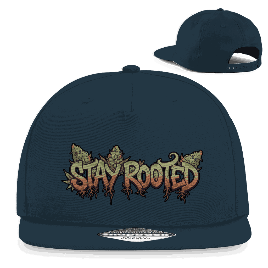 Division420 Snapback Cap Stay Rooted aus Baumwoll-Twill mit flachem Schirm und Retro Snapback-Verschluss