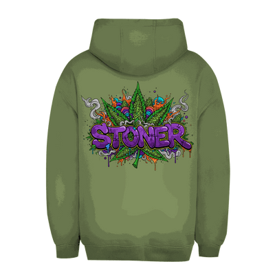Unisex Oversize Hoodie im Stoner Graffiti Art Design von Division420 mit Kapuze und Kängurutasche