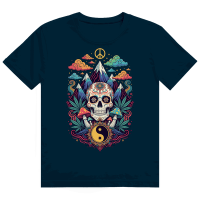 Heavy Cotton T-Shirt mit Stoner Old School Art Print von Division420, weiß, nachhaltige Baumwolle, moderner Tubular Fit