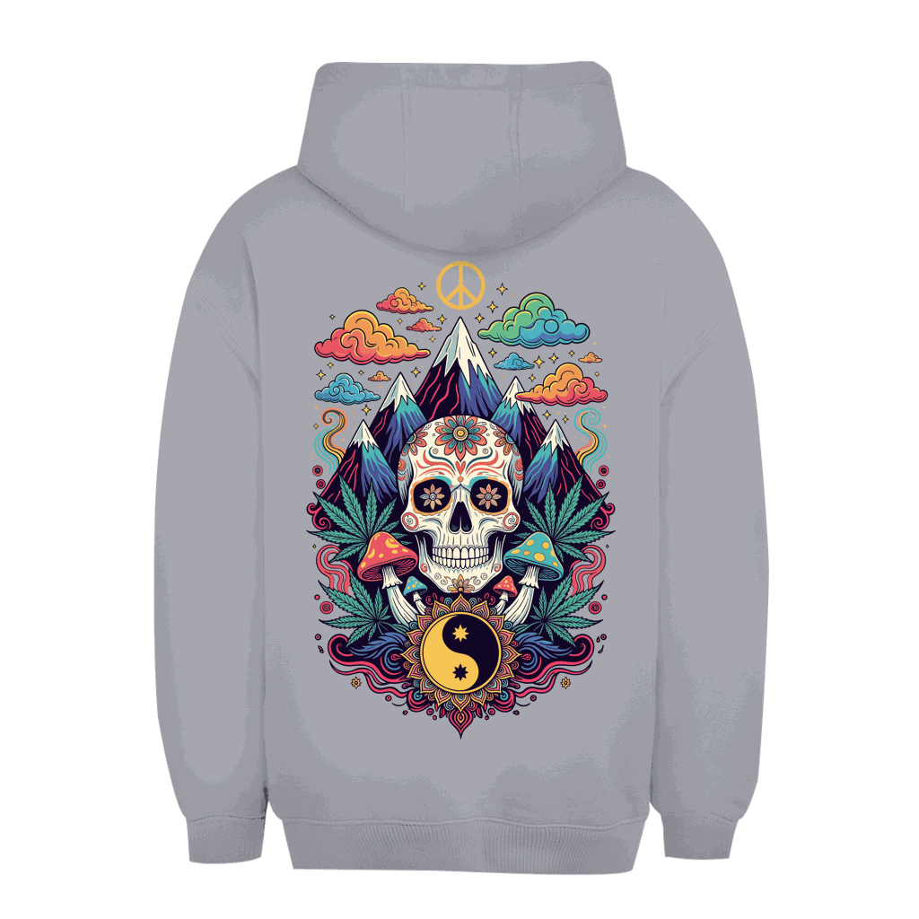 Unisex Oversize Hoodie mit Stoner Old School Art Print und nachhaltigem Materialmix