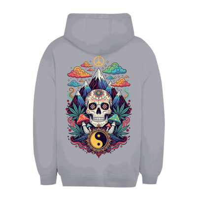 Unisex Oversize Hoodie mit Stoner Old School Art Print und nachhaltigem Materialmix
