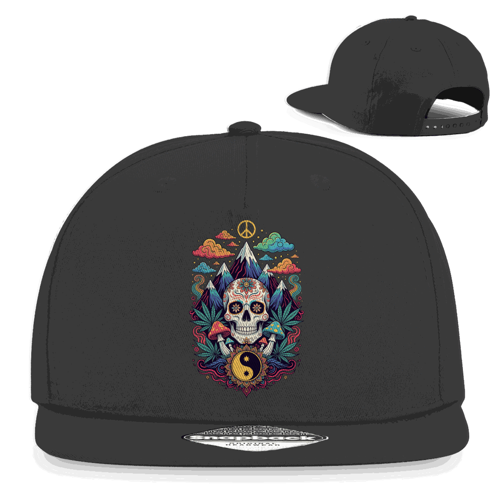 Division420 Snapback Rapper Cap in Old School Stoner Design aus 100% Baumwolle mit flachem Schirm und verstellbarem Snapback-Verschluss