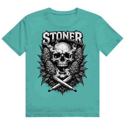 Heavy Cotton T-Shirt Stoner Skull mit modernem Tubular Fit und nachhaltiger Baumwolle