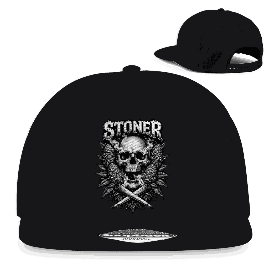 Snapback Rapper Cap Stoner Skull aus Baumwoll-Twill mit flachem Schirm und Retro-Snapbackverschluss von Division420