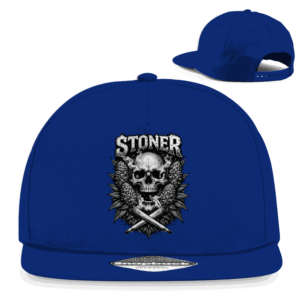 Snapback Rapper Cap Stoner Skull von Division420 aus Baumwoll-Twill mit flachem Schirm und Retro Snapback-Verschluss
