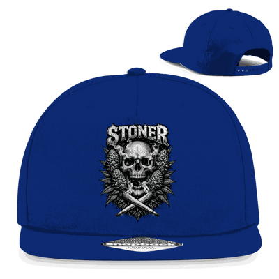 Snapback Rapper Cap Stoner Skull von Division420 aus Baumwoll-Twill mit flachem Schirm und Retro Snapback-Verschluss