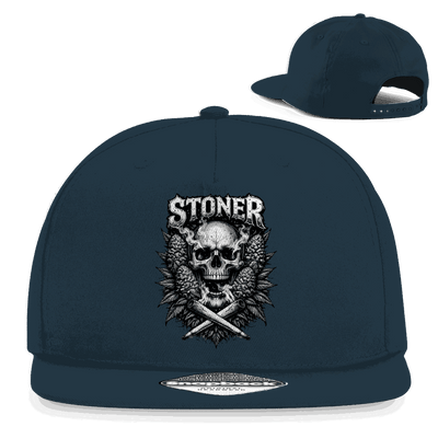 Snapback Rapper Cap Division420 Stoner Skull aus Baumwolle mit flachem Schirm und retro Snapbackverschluss