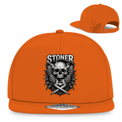 Snapback Rapper Cap Stoner Skull aus Baumwoll-Twill mit flachem Schirm und Retro-Snapbackverschluss
