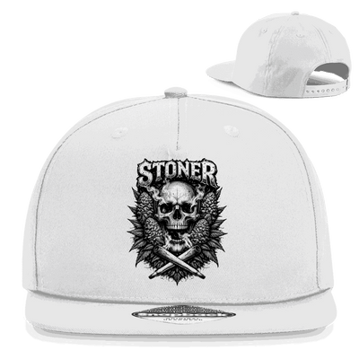 Schwarze Snapback Rapper Cap Stoner Skull mit flachem Schirm und Snapback-Verschluss