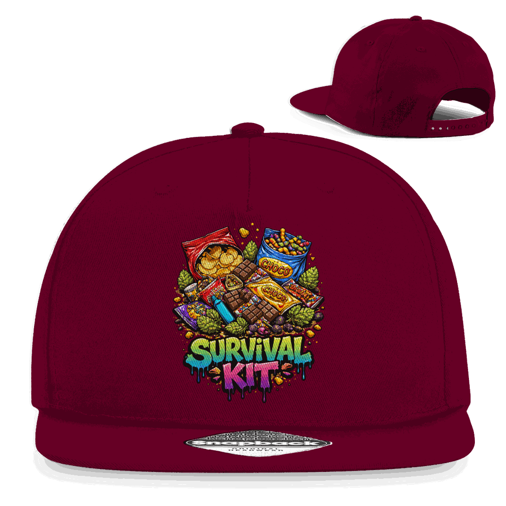 Schwarze Snapback Rapper Cap aus Baumwoll-Twill mit flachem Schirm und Retro-Snapback Verschluss