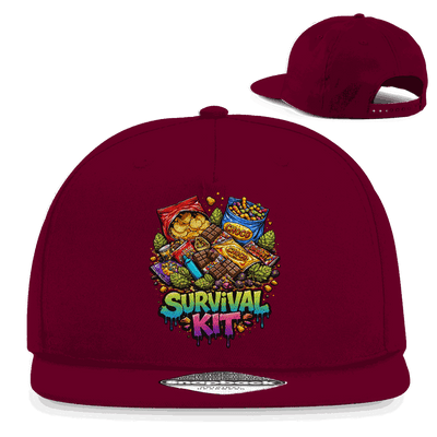 Schwarze Snapback Rapper Cap aus Baumwoll-Twill mit flachem Schirm und Retro-Snapback Verschluss