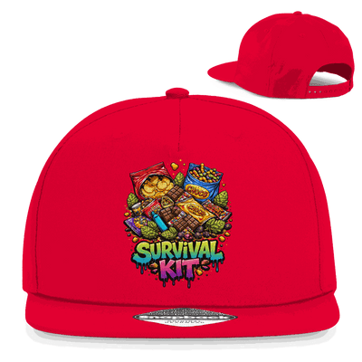 Division420 Snapback Rapper Cap Survival Kit aus Baumwoll-Twill mit retro Snapback-Verschluss und flachem Schirm