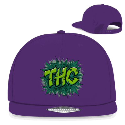 Division420 Snapback Cap THC in 5-Panel Design aus Baumwoll-Twill mit flachem Schirm und verstellbarem Snapback-Verschluss