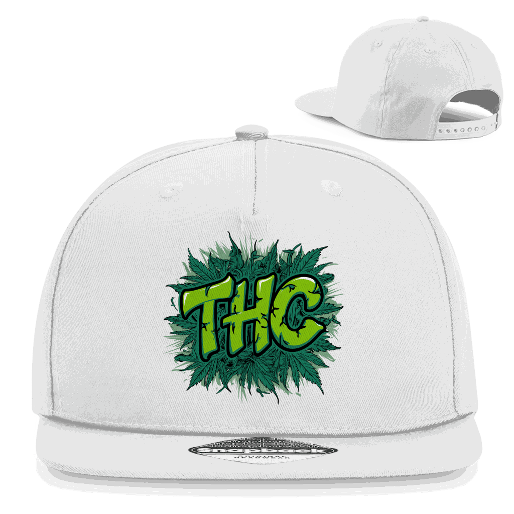 Division420 Snapback Cap THC aus Baumwoll-Twill mit 5-Panel Design und flachem Schirm, urbaner Style und Komfort