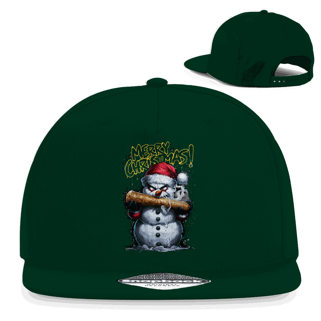 Division420 Snapback Rapper Cap The Snowman aus Baumwoll-Twill mit flachem Schirm und Retro-Snapbackverschluss