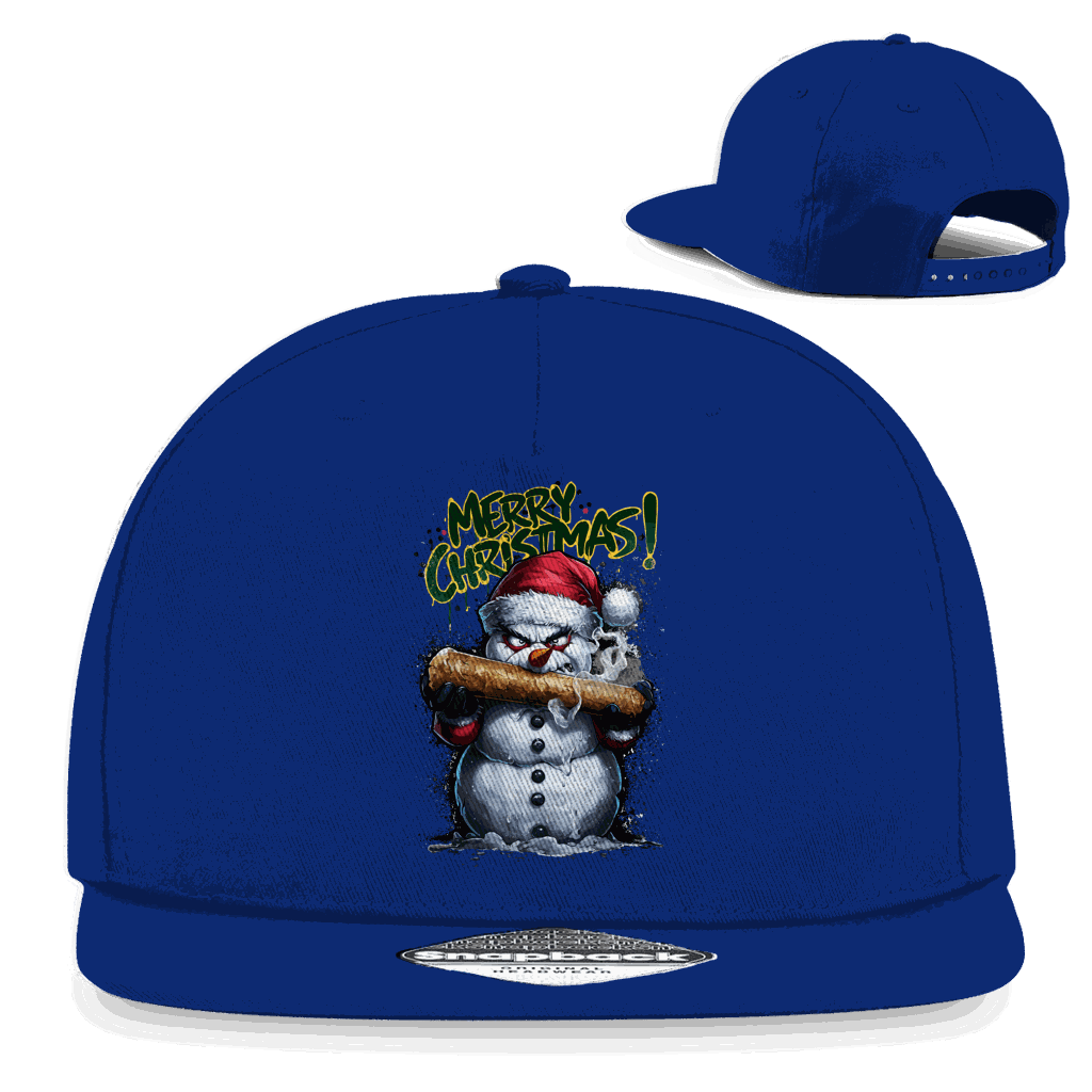 Schwarze Snapback Rapper Cap The Snowman von Division420 mit flachem Schirm und Retro-Snapbackverschluss