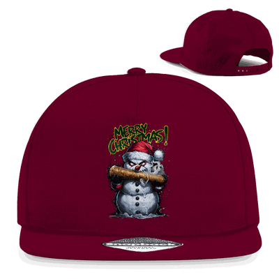 Division420 Snapback Rapper Cap The Snowman aus Baumwoll-Twill mit flachem Schirm und retro Snapback-Verschluss