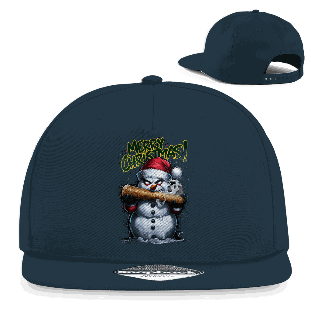 Snapback Rapper Cap The Snowman aus Baumwoll-Twill mit flachem Schirm und Retro-Snapbackverschluss