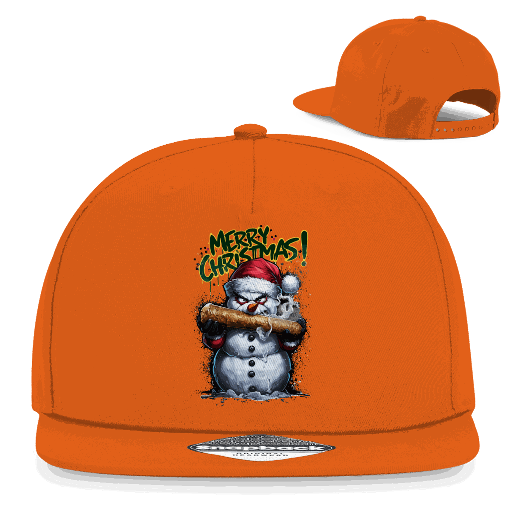 Schwarze Snapback Rapper Cap The Snowman mit flachem Schirm und Division420 Logo