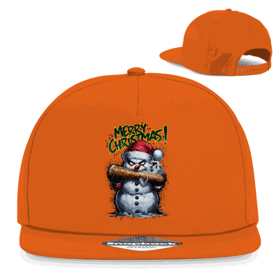 Schwarze Snapback Rapper Cap The Snowman mit flachem Schirm und Division420 Logo