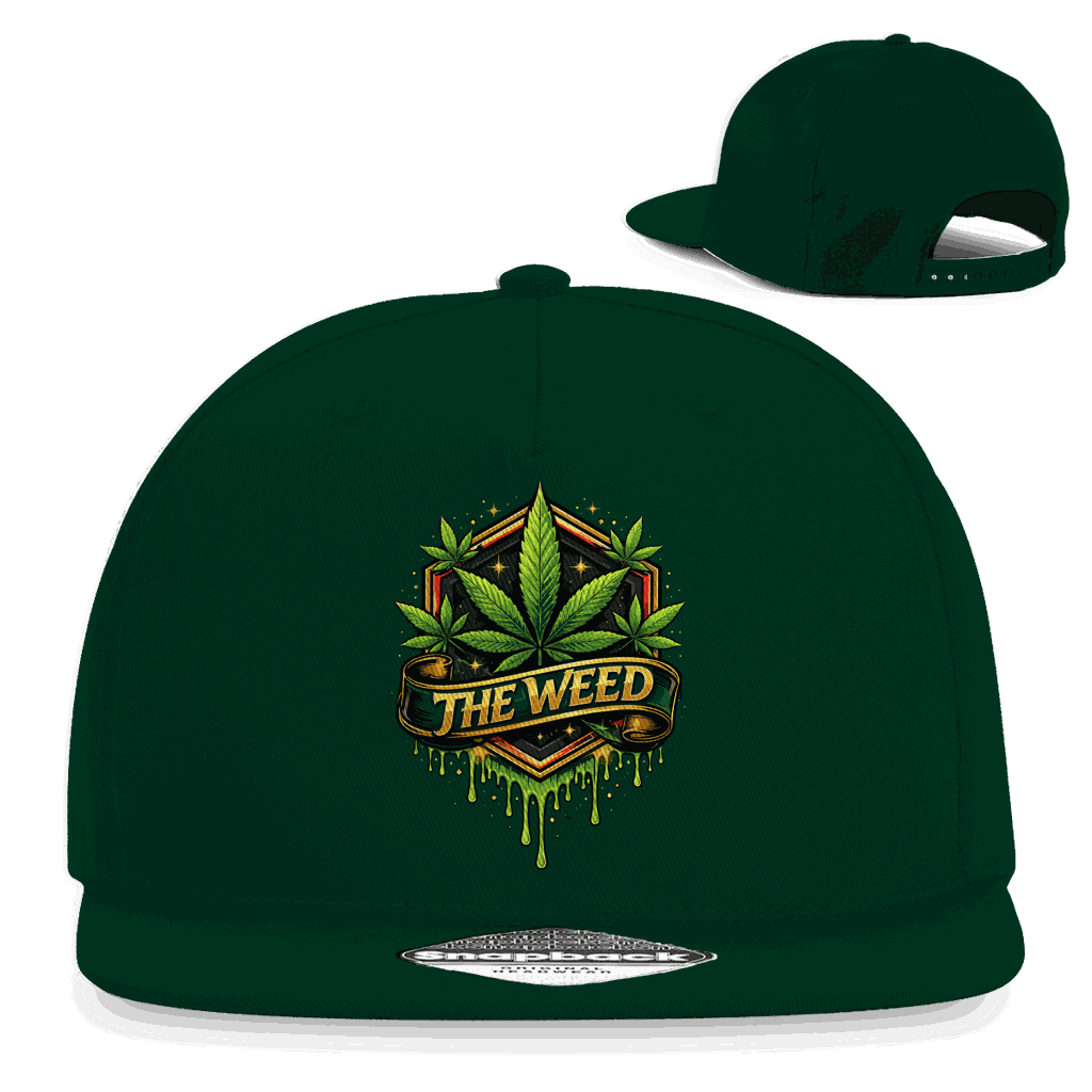 Division420 Snapback Cap The Weed in Schwarz mit flachem Schirm und Retro Verschluss