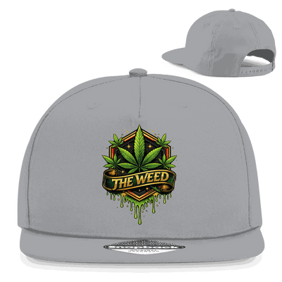 Schwarze Snapback Cap The Weed aus Baumwoll-Twill mit flachem Schirm und Retro-Snapback Verschluss