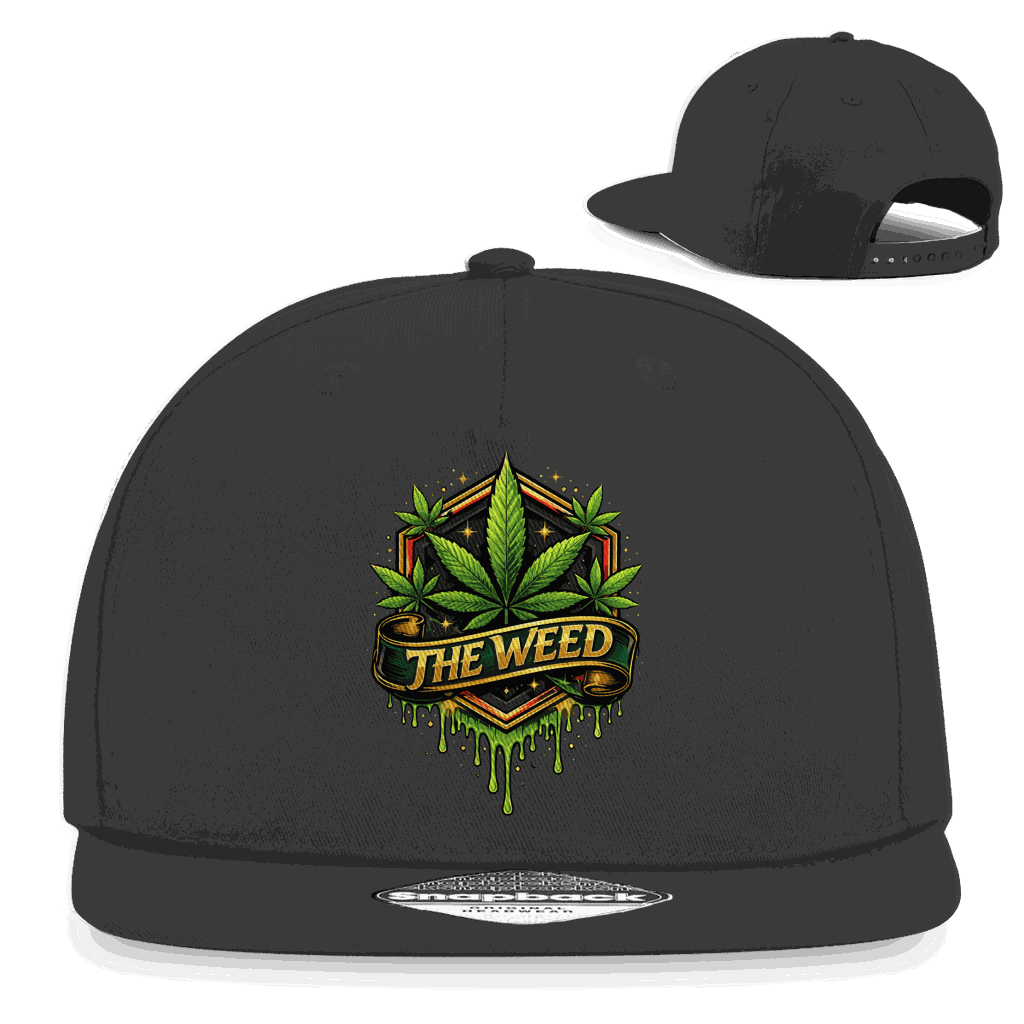Division420 Snapback Rapper Cap The Weed aus Baumwoll-Twill mit flachem Schirm und Retro-Snapbackverschluss