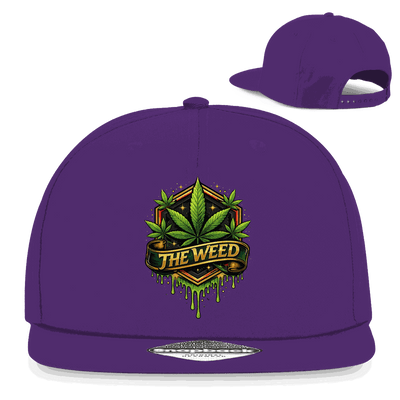 Schwarze Snapback Cap The Weed von Division420 mit flachem Schirm und Baumwoll-Twill, urbaner Streetwear-Stil